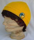 Rachel_beanie_sports_weight_golden_yellow_red_heart_side_view_with_buttons_back_thumb
